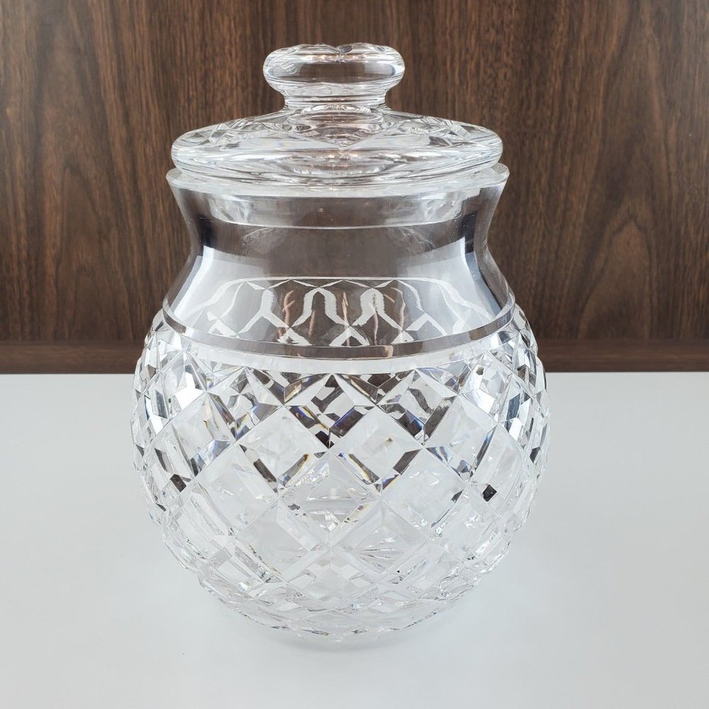 Vintage Waterford Crystal 8" Biscuit Barrel Jar & Lid